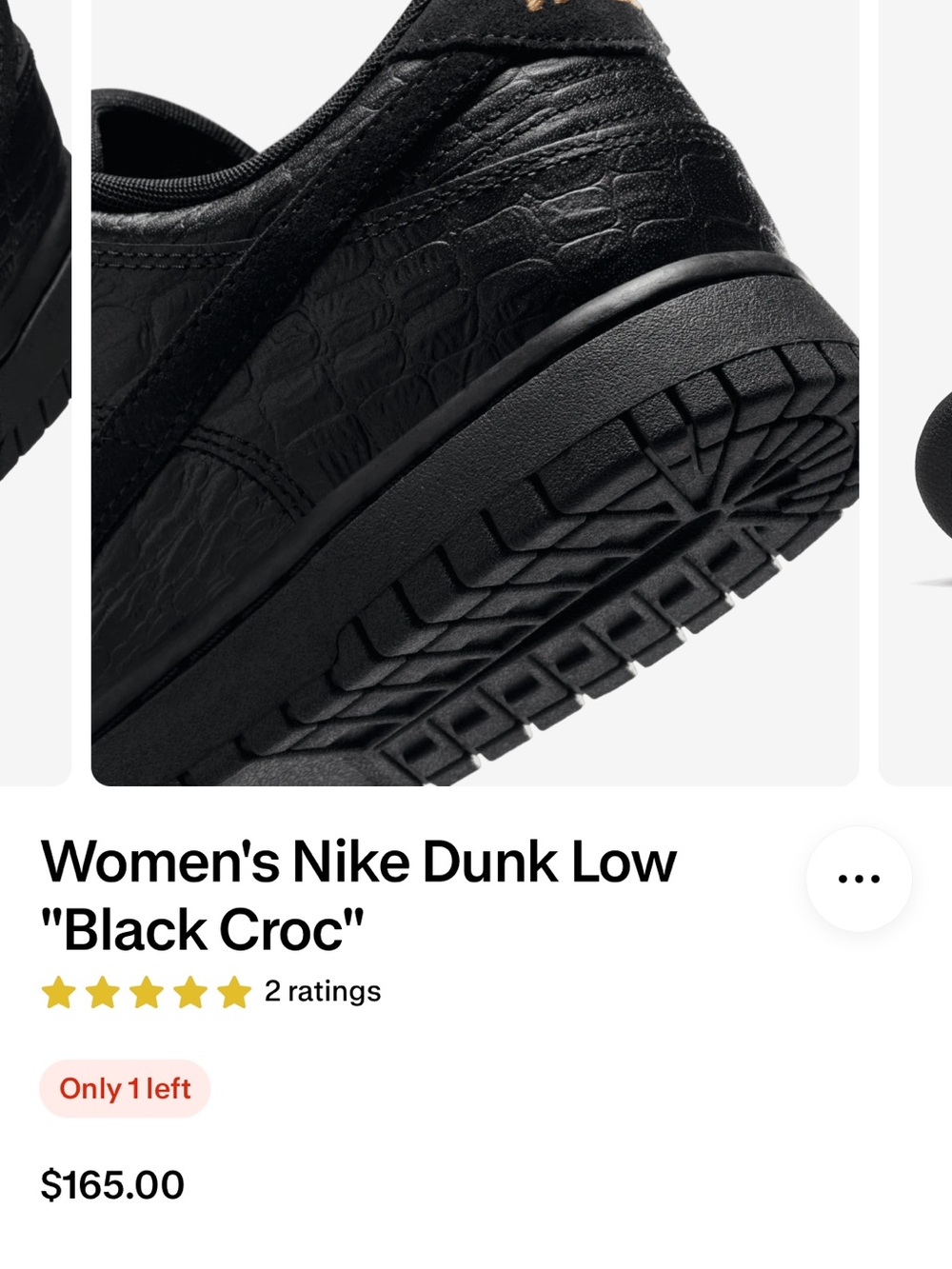 Nike Women's Dunk Low - Black Croc Leather Texture - Black - Picture 3 of 9